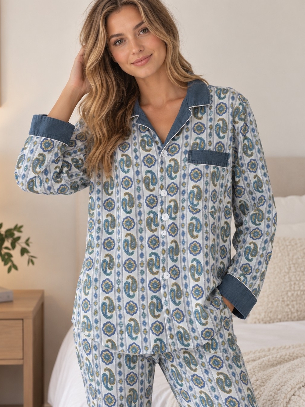 5/$25 Vintage Maple Leaf Cotton Pajama Top